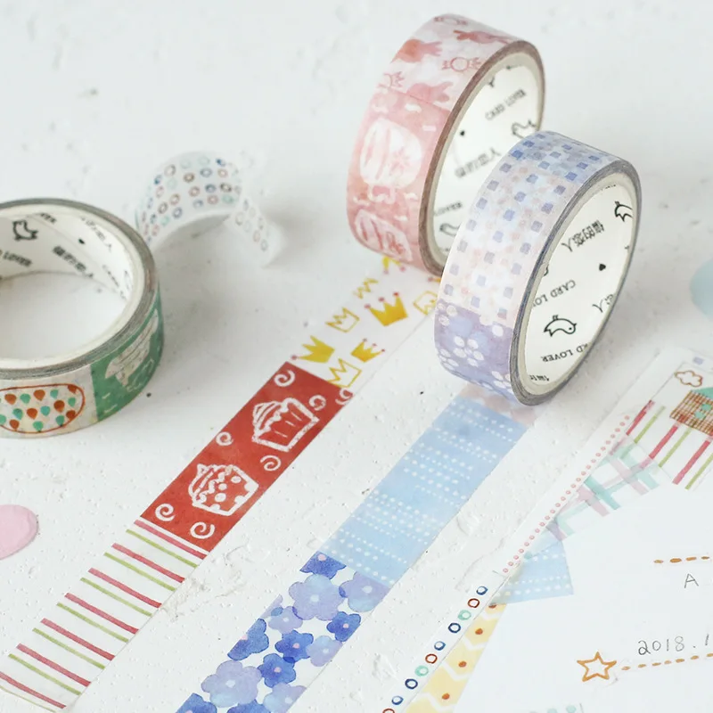 

6 pcs Grocery store paper washi tape set 15mm Cute cat tree flower masking tapes Diary Decoration sticker Zakka Stationery A6138