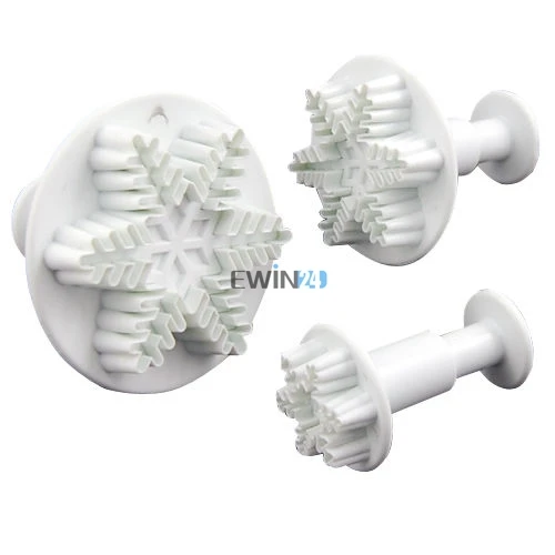 

10 Sets(30PCS) X Snowflake Cutter Plunger Cake Fondant Craft Decorating Tool Xmas Gift Free Shipping