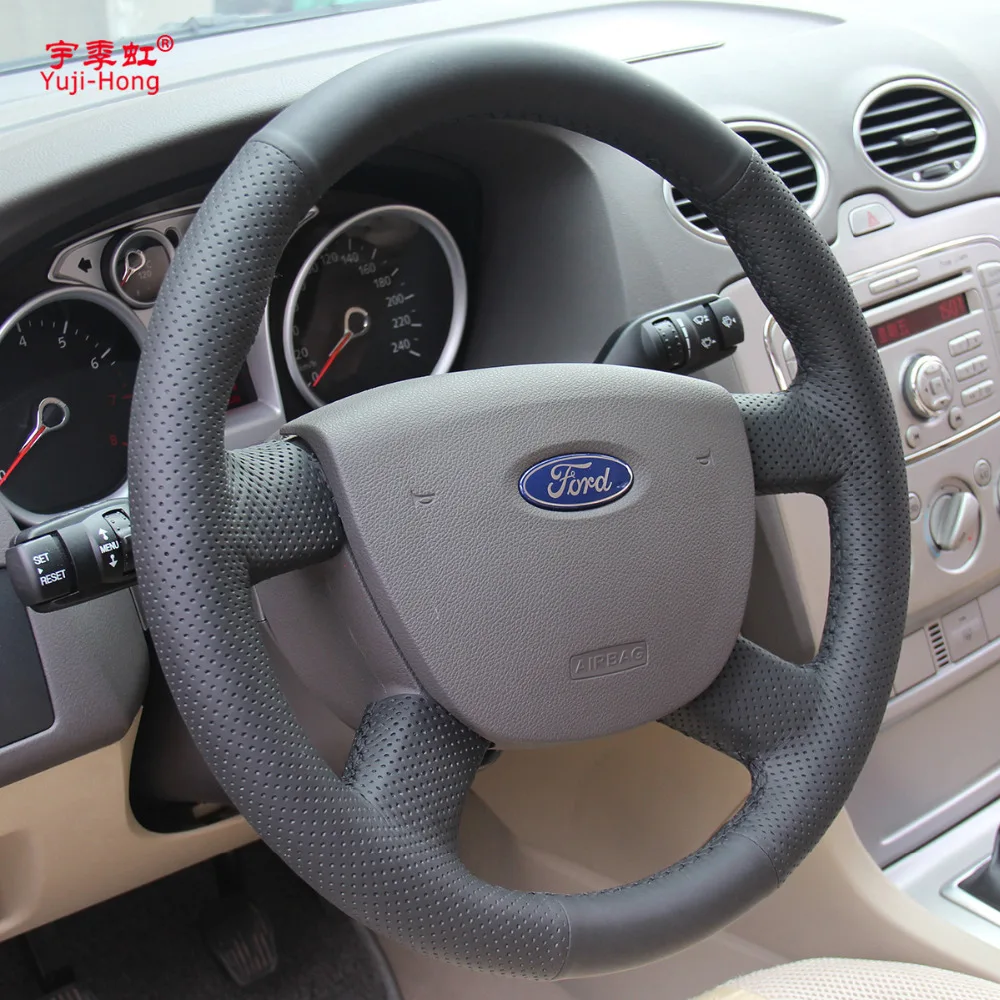 PONSNY из искусственной кожи рулевого колеса автомобиля покрывает чехол для Ford Focus 4-спицы автомобиль-Стайлинг руля крышка