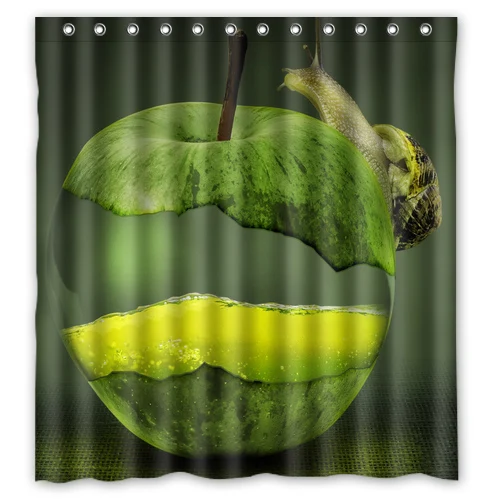 De slak op groene apple custom ontwerp bad badkamer gordijnen ... De slak op groene apple custom ontwerp bad badkamer gordijnen ...