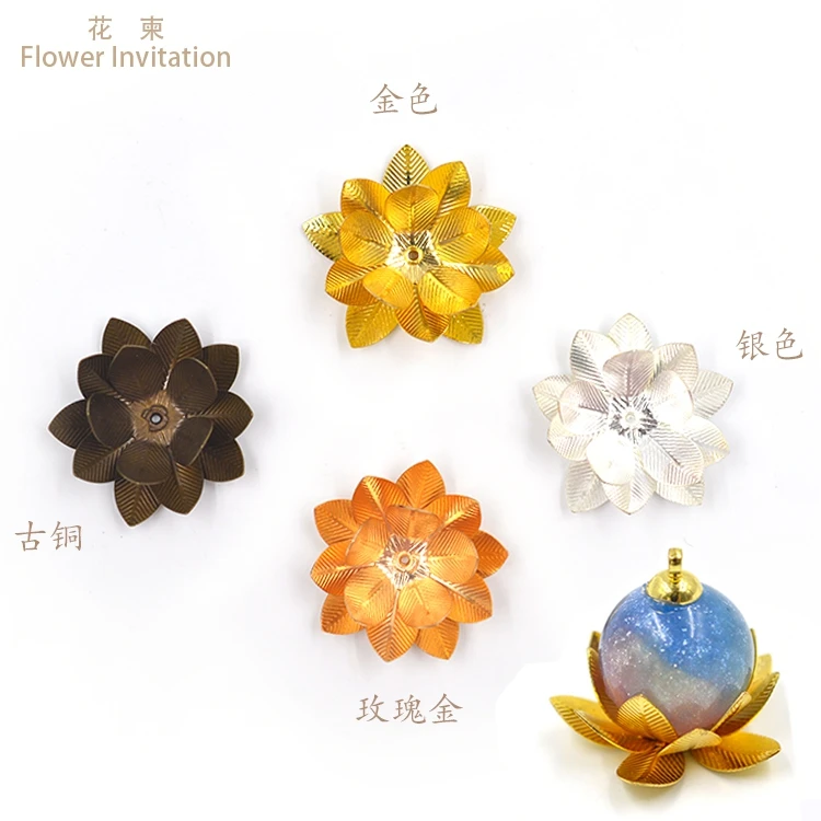 

Flower Invitation Lotus bottom bracket spherical bottom support three-layer flower tray copper flower sheet base tray