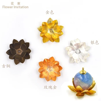 

Flower Invitation Lotus bottom bracket spherical bottom support three-layer flower tray copper flower sheet base tray
