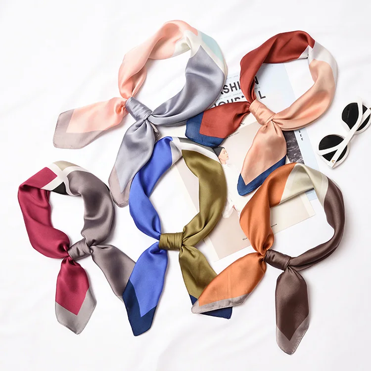 70*70 см элегантный шелковый шарф женский Ретро Шарф разноцветные для головы шарф Бант дизайн платок с принтом женский шейный платок
