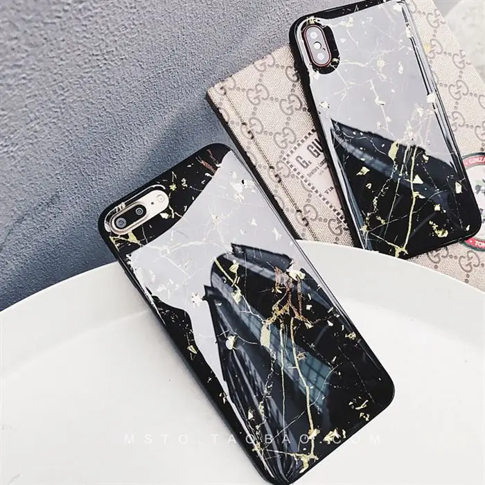 

SoCouple Retro Gold Foil TPU Phone Case For iphone 6 Case For iphone X 6S 7 8 Plus Cases Marble Glitter Shining Cover Soft Capa