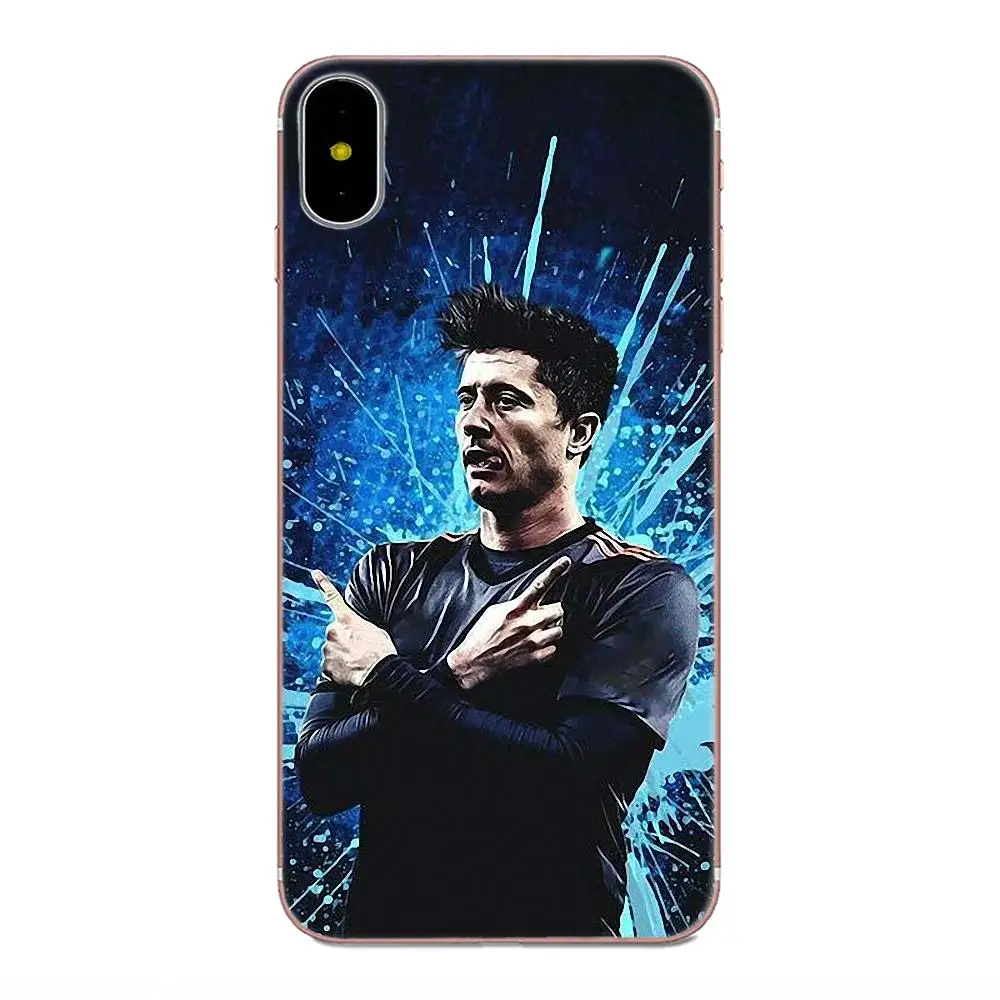 Мягкий ТПУ Капа Чехол Футбол Lewandowski для Apple iPhone 4 4S 5 5C 5S SE 6 6S 7 8 Plus X XS Max XR