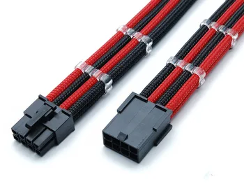 

High quality 12" Black & Red 8 Pin GPU PCI Express PCI-E Single Sleeved Power Extension cable + 2PCS Cable Comb black
