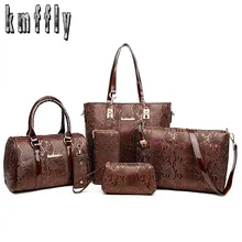 Bolso de Cuero de las mujeres Mensajero Bolsas Compuestas 6 Sets Señoras Bolsos de Diseño Famosa Bolsa de Marcas de Moda Para Mujer Bolso Clásico