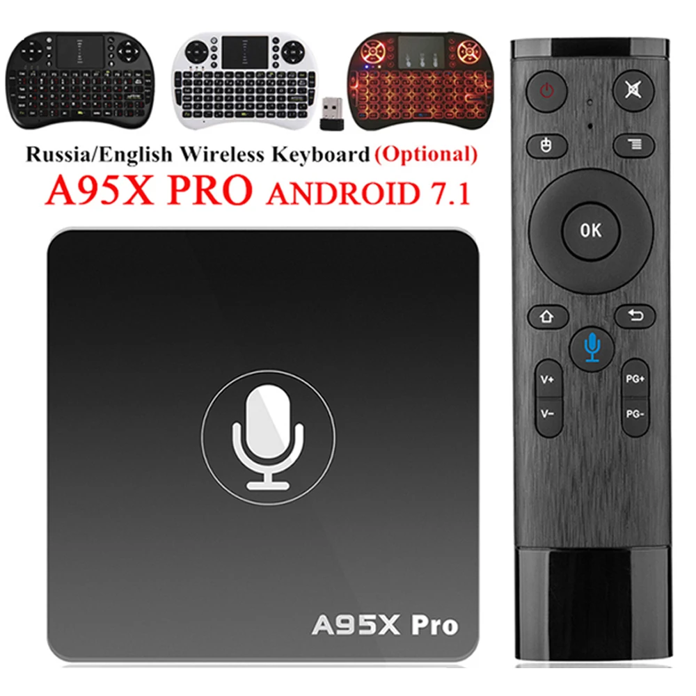 

A95X Pro Android 7.1 TV Box Voice Control Quad Core Amlogic S905W H.265 2GB 16GB 2.4GHz WiFi 4K HD Media Player Set-top Boxes