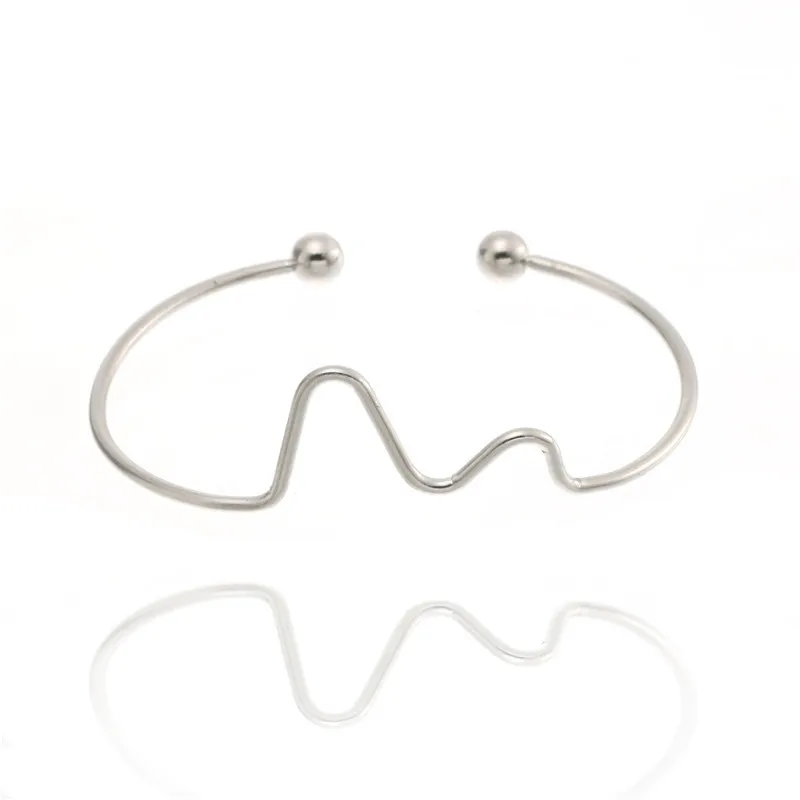 

Trendy Electrocardiogram Heartbeat Charm Bracelet For Women Couple Adjustable Personality Lightning Bangle Hip Hop Drop Shipping