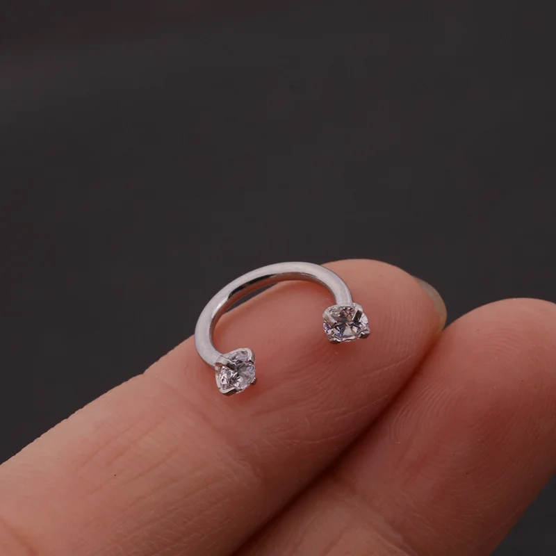 Feelgood 16G Cz с внутренней резьбой Кольцо для бровей губ носа подковы перегородки
