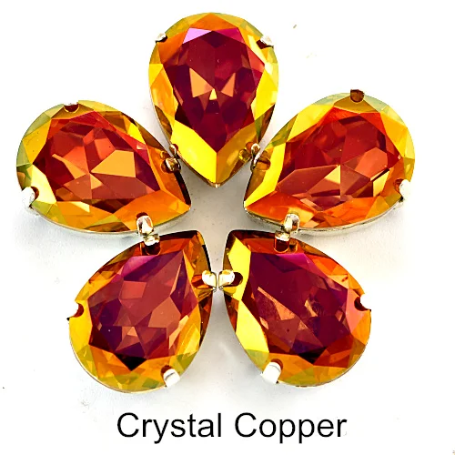 Crystal Copper 20 штук, AAAAA, качественная, Каплевидная форма пришить стразы с когтями 13x18 мм с украшением в виде кристаллов Стекло Стразы для Сделай Сам одежда свадебное платье B1224 - Цвет: Crystal Copper