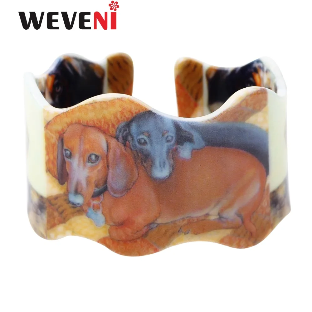 Широкий браслет WEVENI с надписью Love Dachshund новые модные акриловые украшения для