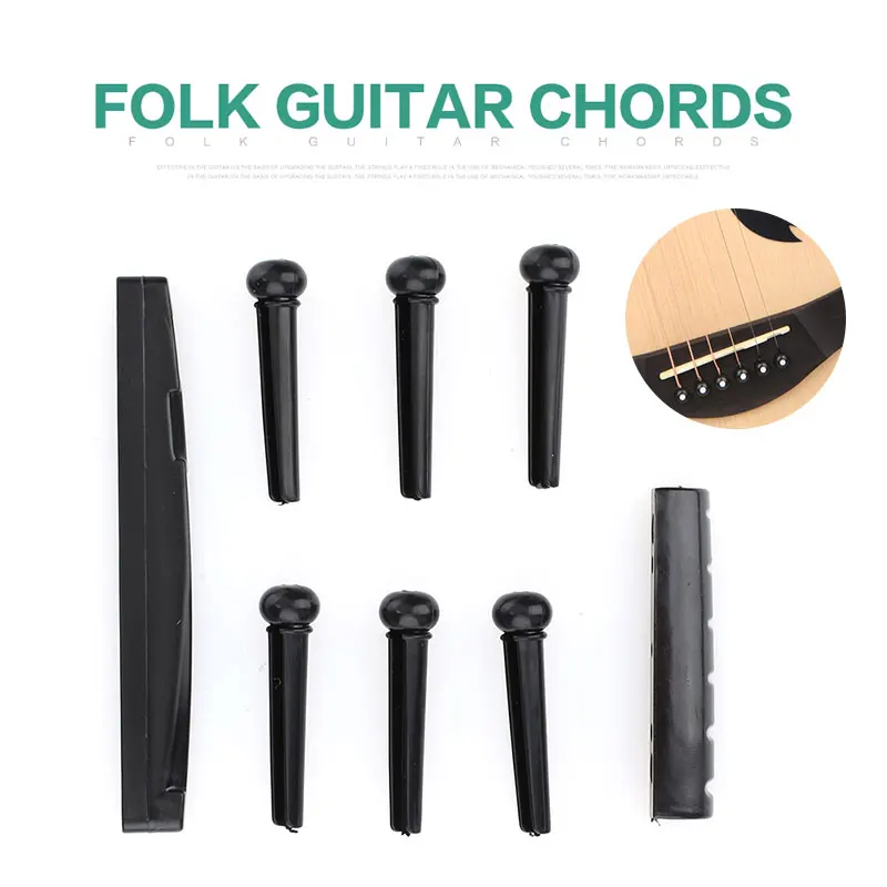 

Durable Guitar Bridge Pins Guitar Saddle Guitar Nut Combo Plastics Black Electric Guitar Knob