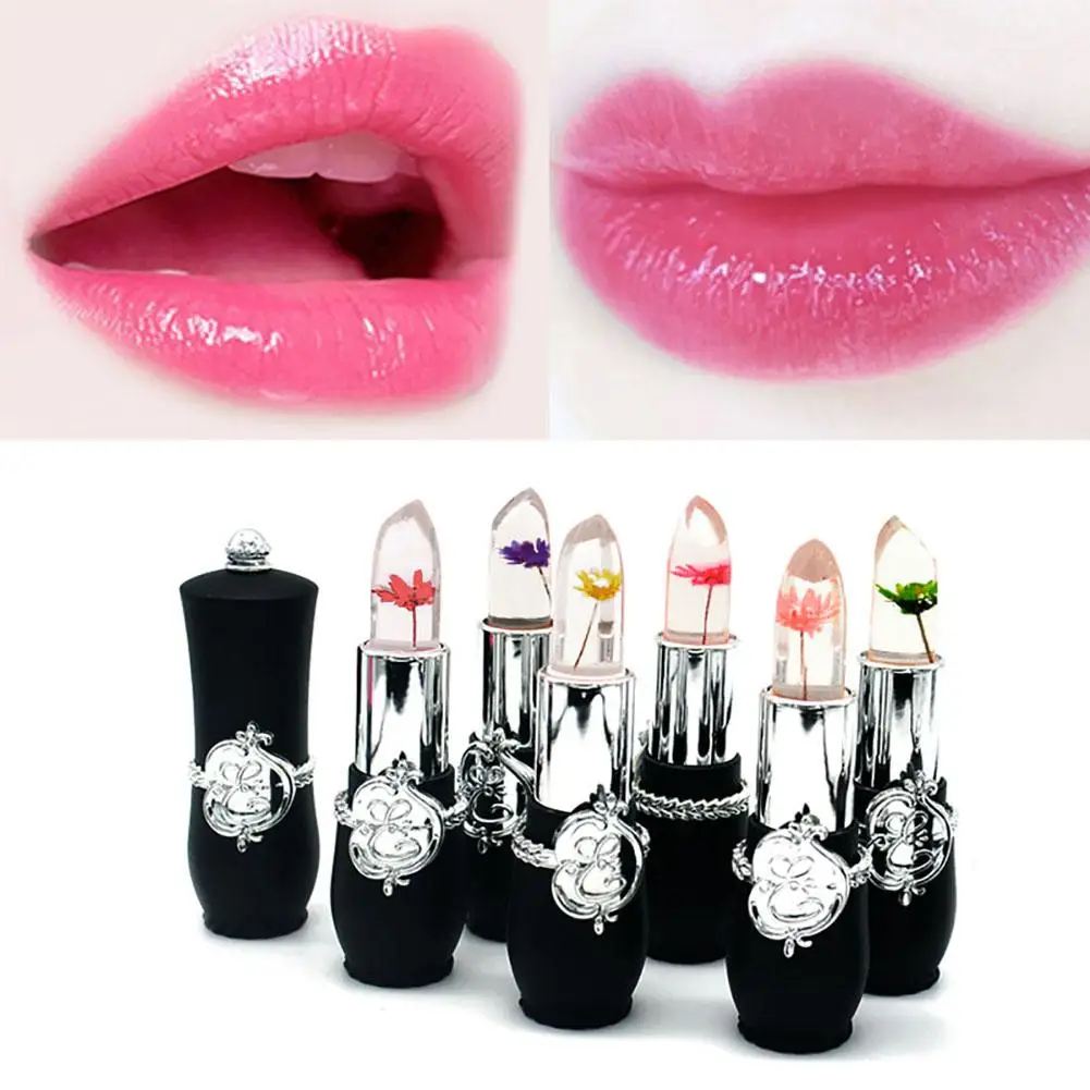 

New Hydrated Long Lasting Jelly Clear Lipstick Beauty Dry Flower Lip Gloss Women Makeup Gift
