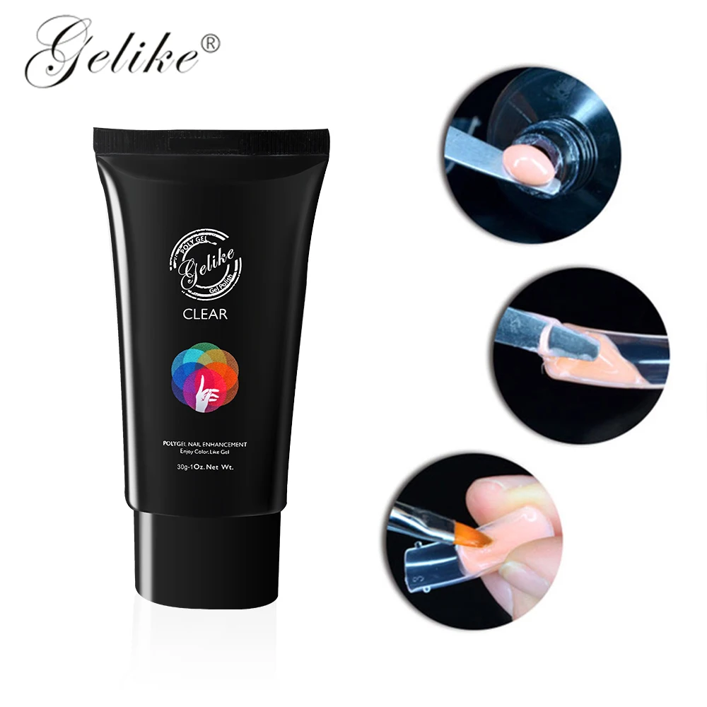 

Gelike 30g Last For 3 Weekends UV Led Soak Off Gel Nails Gel Polish Poly Gel French Nail Acrylic Builder Jelly Poly Gel Nail Art