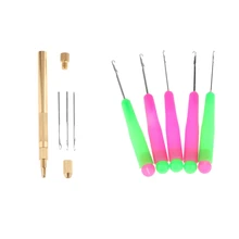 Вязаный вентилируемый набор игл стальная ручка парик кружева сделать вязать микрокольца, бусины петли для наращивания волос набор инструментов