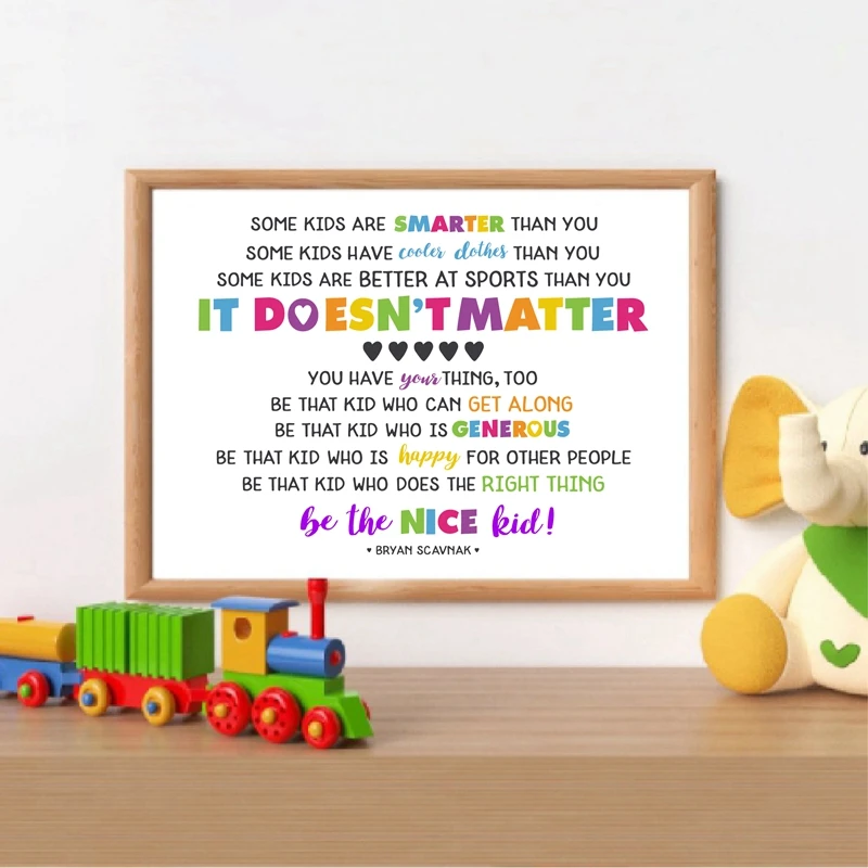 

Be the Nice Kid Quotes Wall Art Canvas Painting Colorful Classroom Motivational Quote Poster And Prints Picture Kids Room Decor