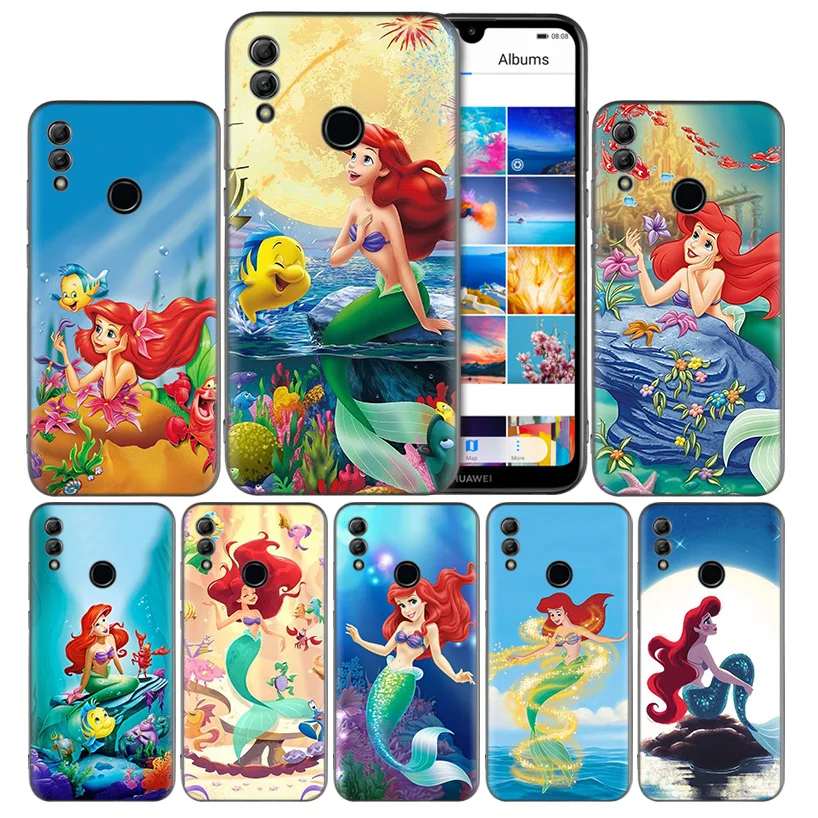 

the Little Mermaid Black Silicone Case Cover for Huawei Honor 8X 8C 8A 8S 10 10i Lite Play V20 Y9 Y7 Y6 Y5 Prime 2018 2019 Coque