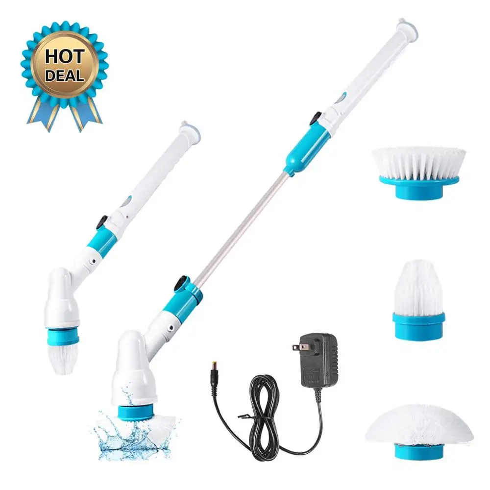 

Electric Spin Scrubber 360 Cordless Chargeable Bathroom Cleaner with Extension Handle Adaptive Brush for Tub Tile Floor Wall