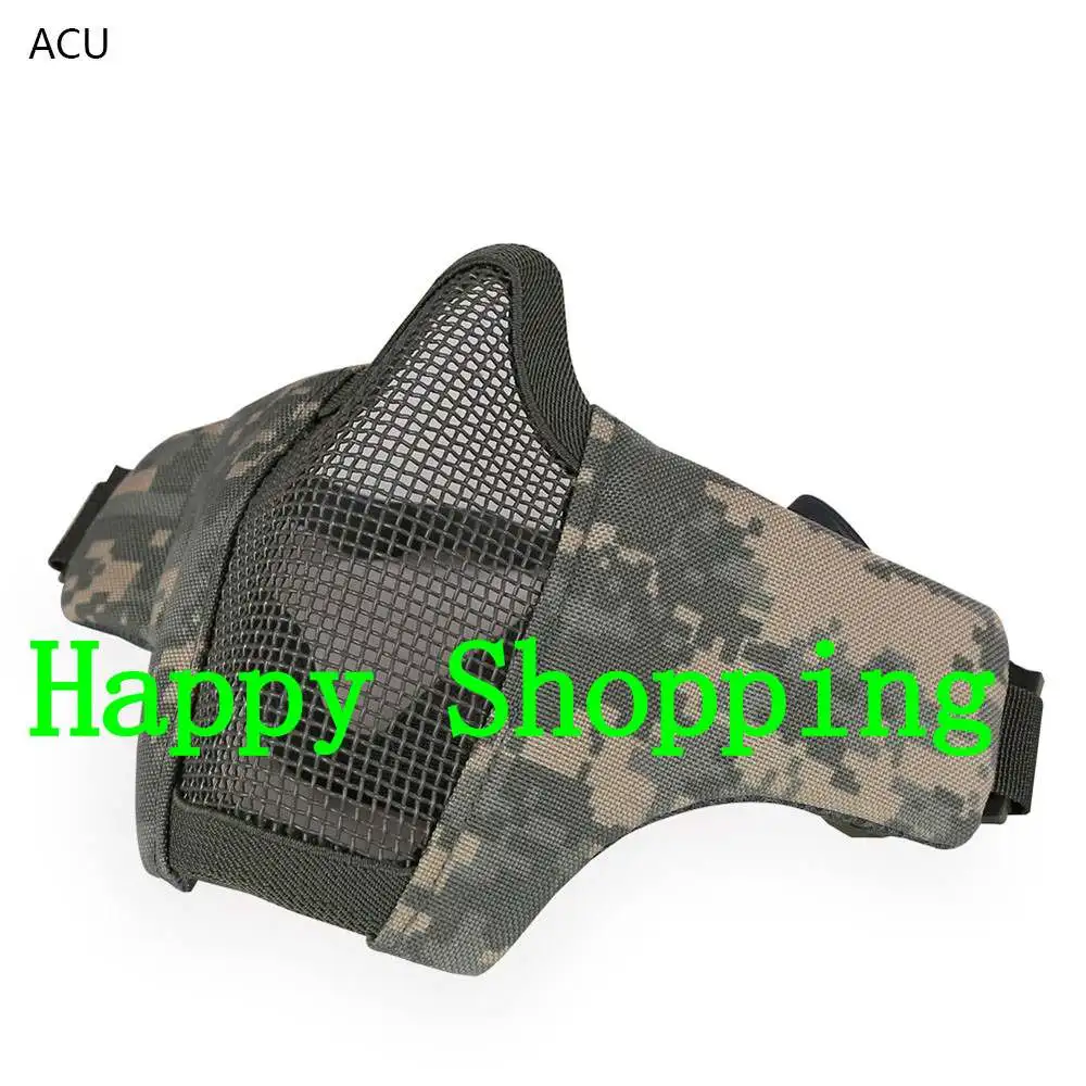 

Half face steel wire mask skull military mask paintball half face protect mask hunting mask