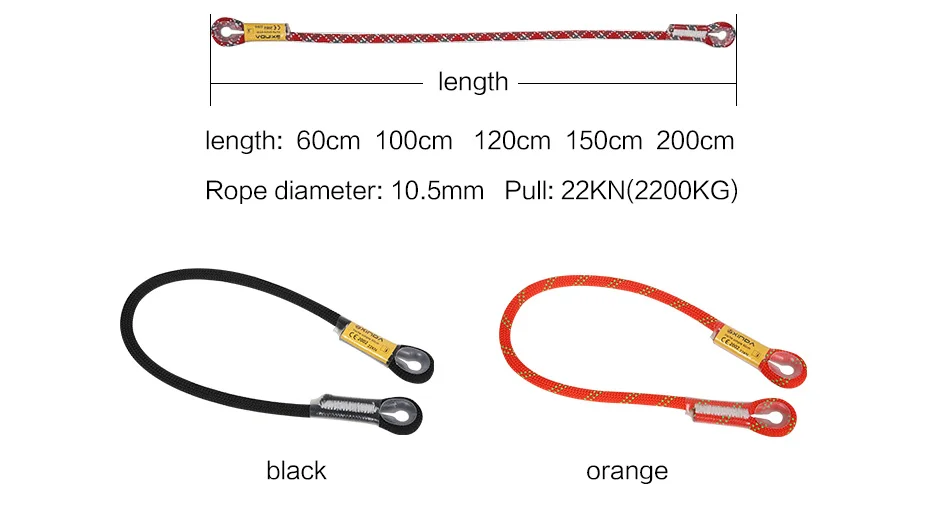 Escalada de Rocha Xinda Profissional Dinâmica Correia Protetora Prusik Swen Olho-a-olho Pré-costurado Estilingue Moutaineering Equipamentos 10.5mm 2 Xinda profissional escalada de rocha 10.5mm dinâmica