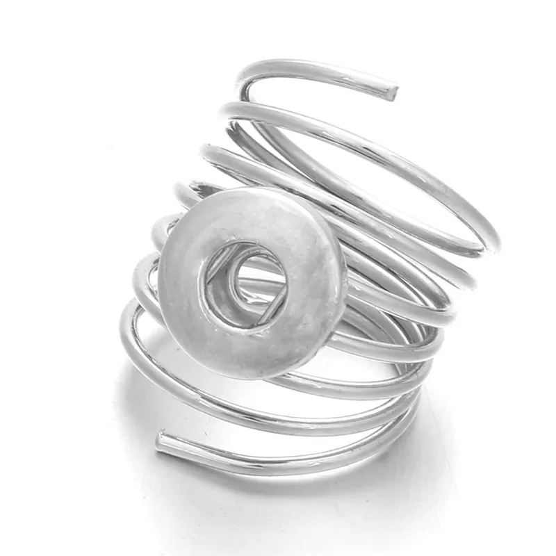 

New Snap Button Ring Jewelry DIY Adjustable Snap Rings Fit 12MM Snap Buttons Women Men's Ring