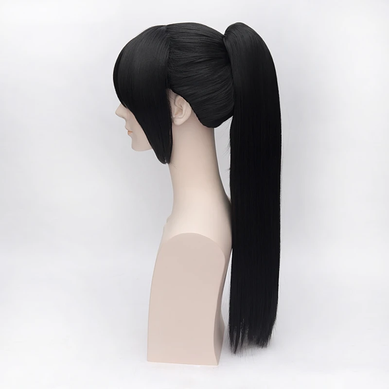 Hakuouki Yukimura chizuru, парики для косплея для женщин, мужчин, унисекс, синтетические волосы, парик 60 см, длинные прямые, конский хвост, черный