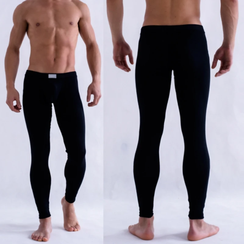 Solid Color Men's Long Johns Pants Thermal Underwear Low Rise