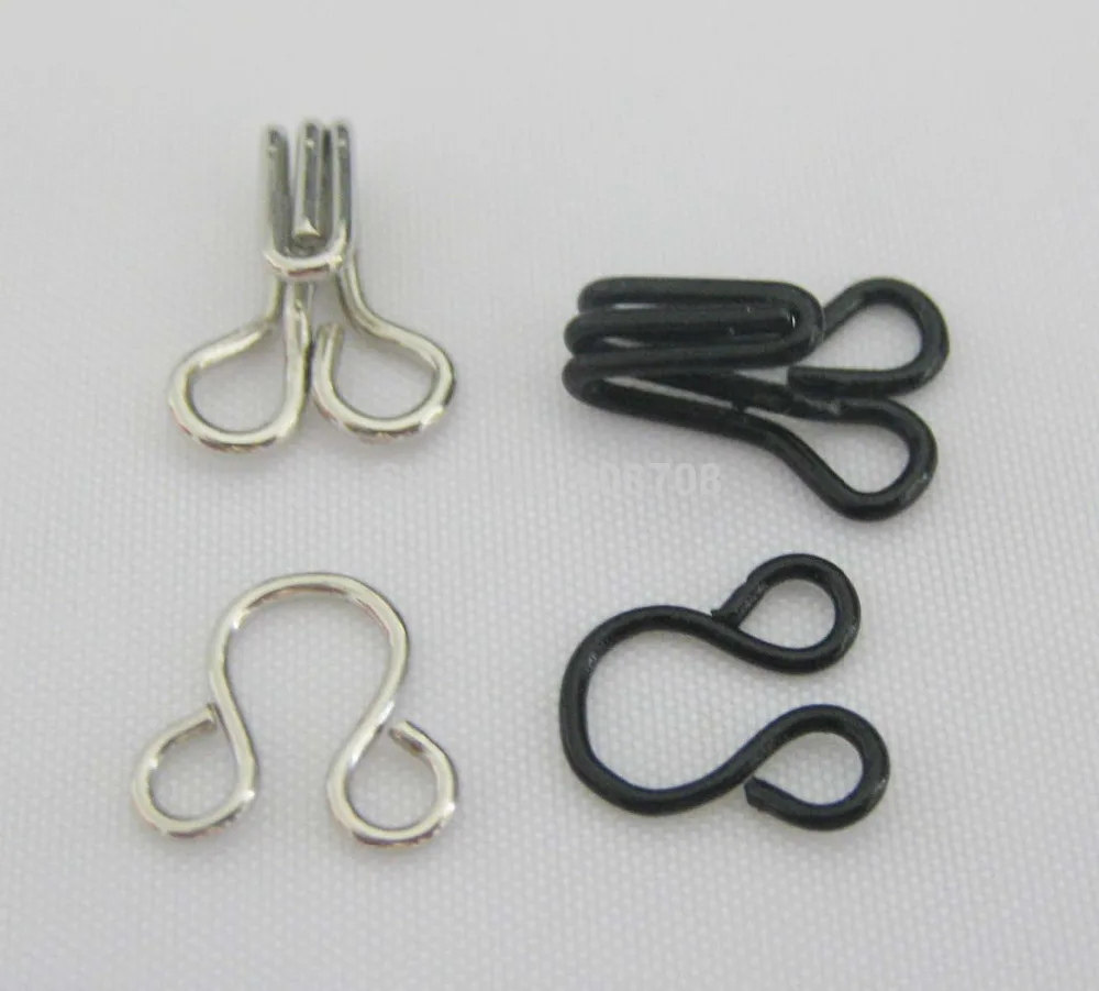 HK002 Garment Hooks 50 sets black+50 sets silver Metal hooks for
