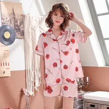 Модная сексуальная женская пижама с шелковым принтом, домашняя пижама, летняя Пижама, шорты, набор, новинка, хит