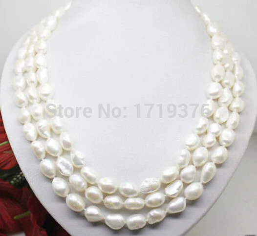 

Free shipping >>@ > 100 inch white pearl long necklace big baroque beads