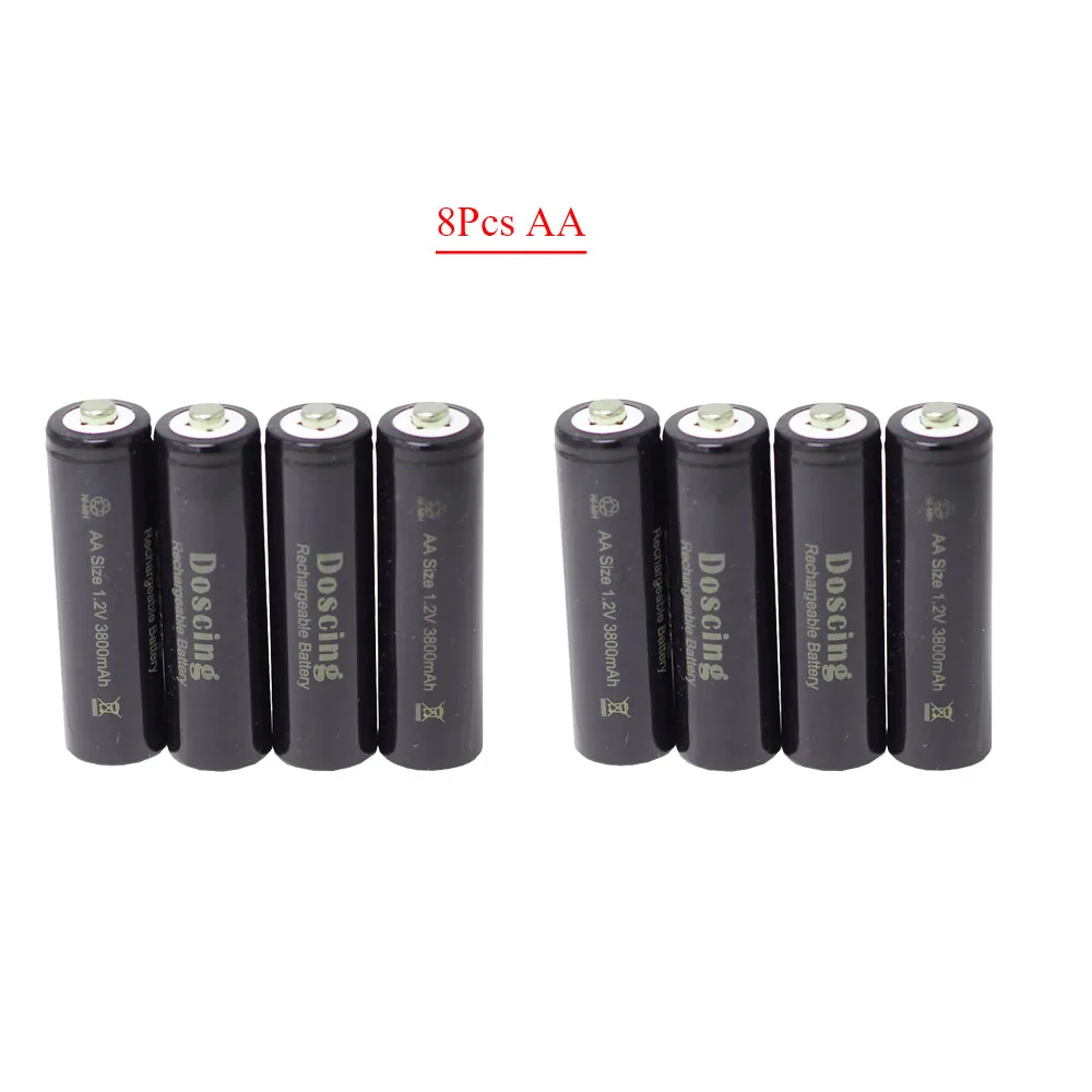 8Pcs AA Doscing 4 шт. 8 шт. AA AAA Ni-MH аккумуляторные батареи 1,2 в 3800 мАч+ 8 слоты USB AA AAA зарядное устройство батареи Bateria - Цвет: 8Pcs AA