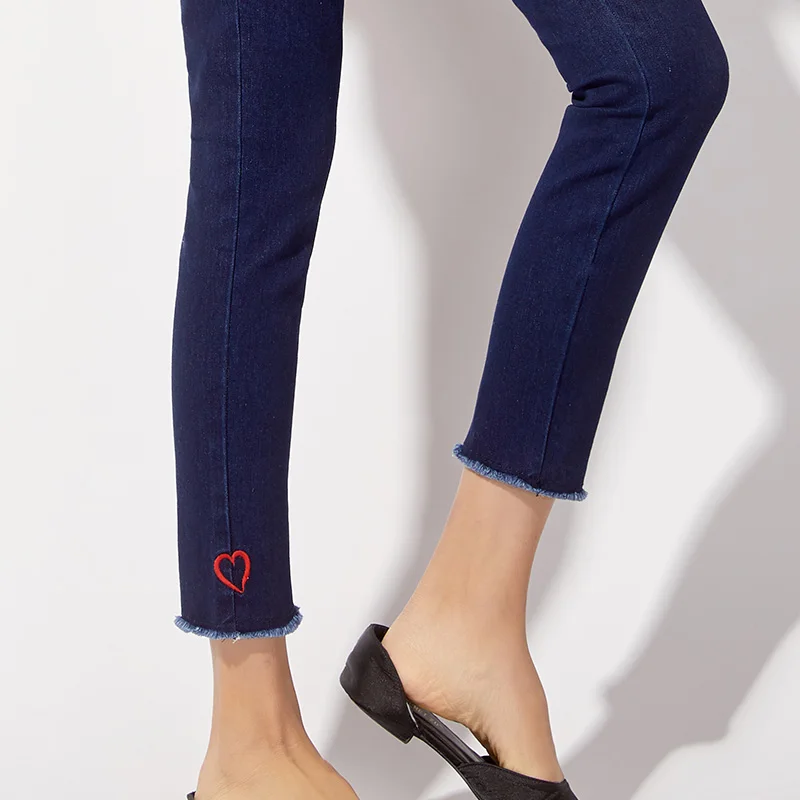 LEIJIJEANS, Новое поступление, весенние узкие джинсы с 9 точками на талии, классические синие женские джинсы с вышивкой, большие размеры, 9049