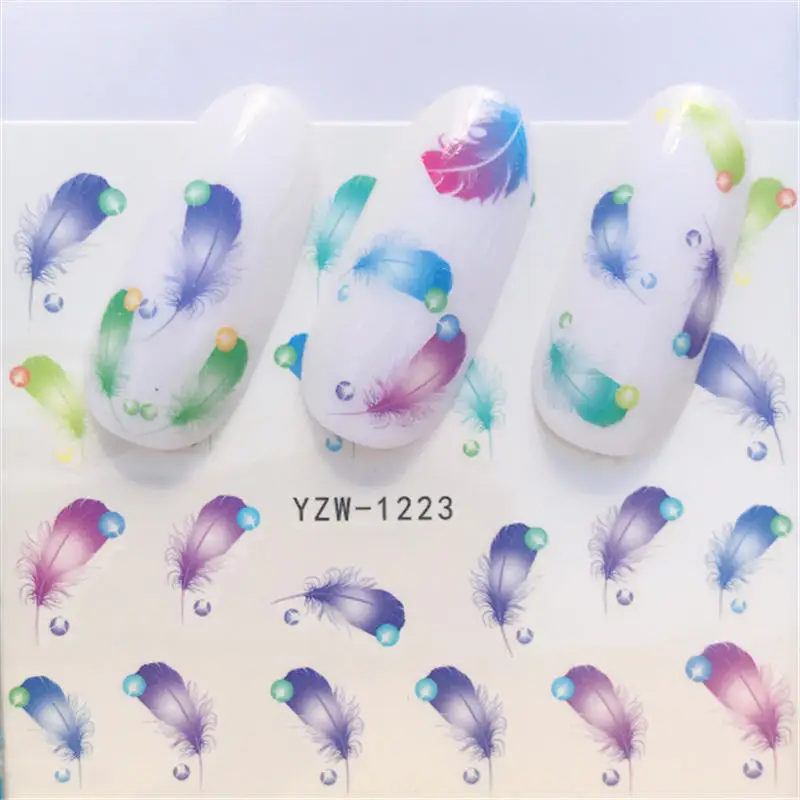 LCJ 1 лист сердце/перо/цветок/животное вода наклейка для ногтей переводная наклейка для DIY маникюрные украшения - Цвет: YZW-1223