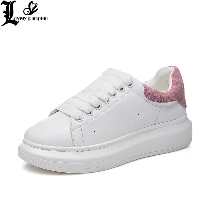 

2018 Women Sneakers for Summer Thick Bottom Flat Heel Hook Loop Female White Shoes Leather Air Mesh Cloth Breathable Shoes LP006