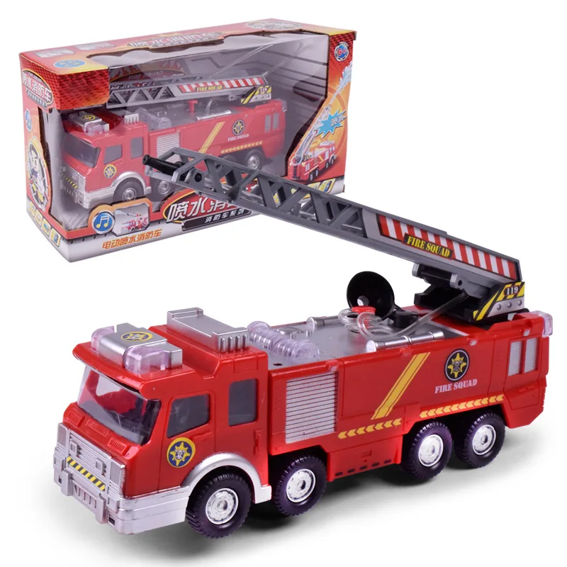 

2017 Sell Like Hot Cakes 24cm*6.5cm*9cm Electric Universal Water Spraying Fire Fighting Vehicle Fire Engine Toy Holiday Gifts