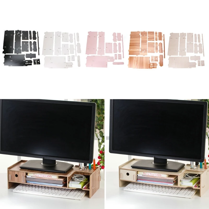 

Free postage Wooden Monitor Riser TV Stand Desk Organizer Storage Space For Computer Laptop