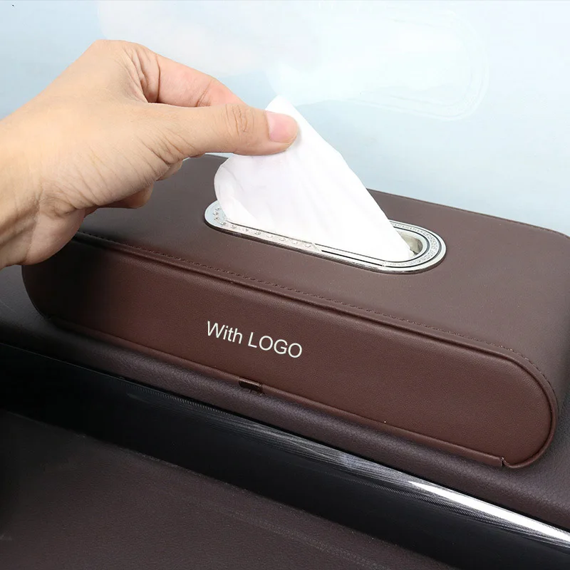 

QHCP Microfiber Leather Multifuntional Car Tissue Box With Temporary Parking Numbmer Plate Special For Lexus ES200 260 300H 2018