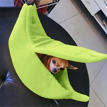 

Transer Small Pet Cloth Bed Banana Shape Green Fluffy Warm Soft Plush Breathable Bed Banana Cat Bed 18 Dec24 P45