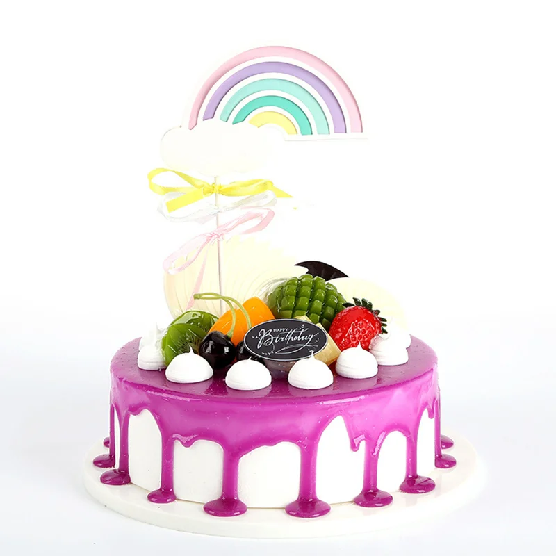 

1 Pack/Set Romantic Rainbow Happy Birthday Cake Decoration Insert Cupcake Toppers Hanukkah Mickey Mouse Circus Dino Party