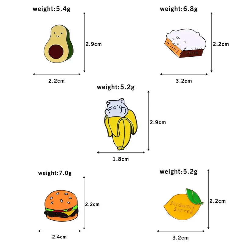 Милые Броши в виде еды из мультфильма для женщин, авокадо, ароматный лимон, гамбургер, хлеб, значок, рубашки, сумка, эмалированные булавки, мужской металлический значок, подарки