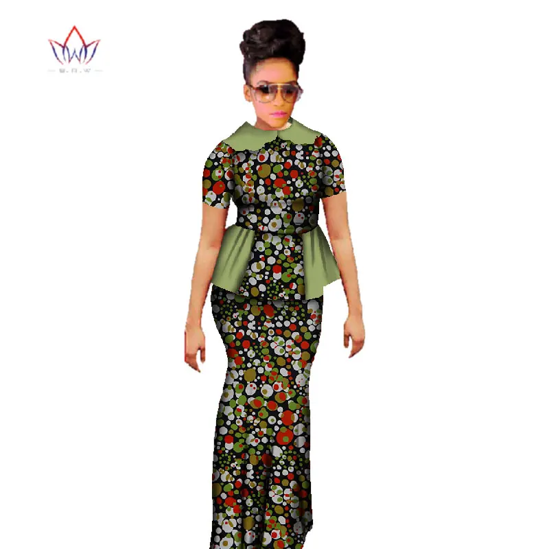 Африканская восковая юбка с принтом размера плюс Дашики, наборы, традиционная одежда для женщин, Базен Riche, Африканский комплект из двух предметов, юбка, WY397
