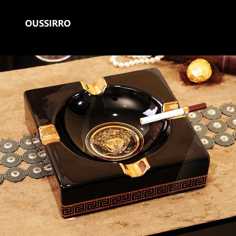 Meilleur OUSSIRRO luxe grande taille cendriers Gadgets Style Vintage carré qualité céramique cigare cendrier