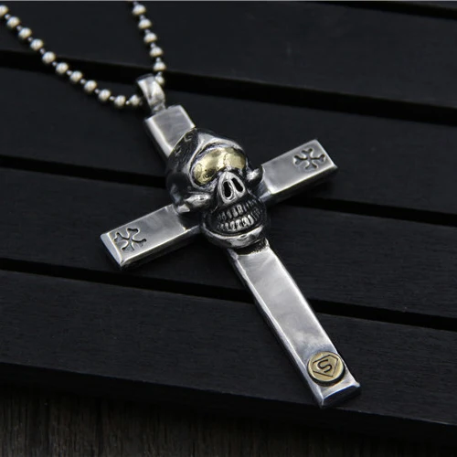 

S925 Thai silver Pendants Personality non-mainstream Skull Cross Pendants Jewelry domineering Man Jewelry Pendants
