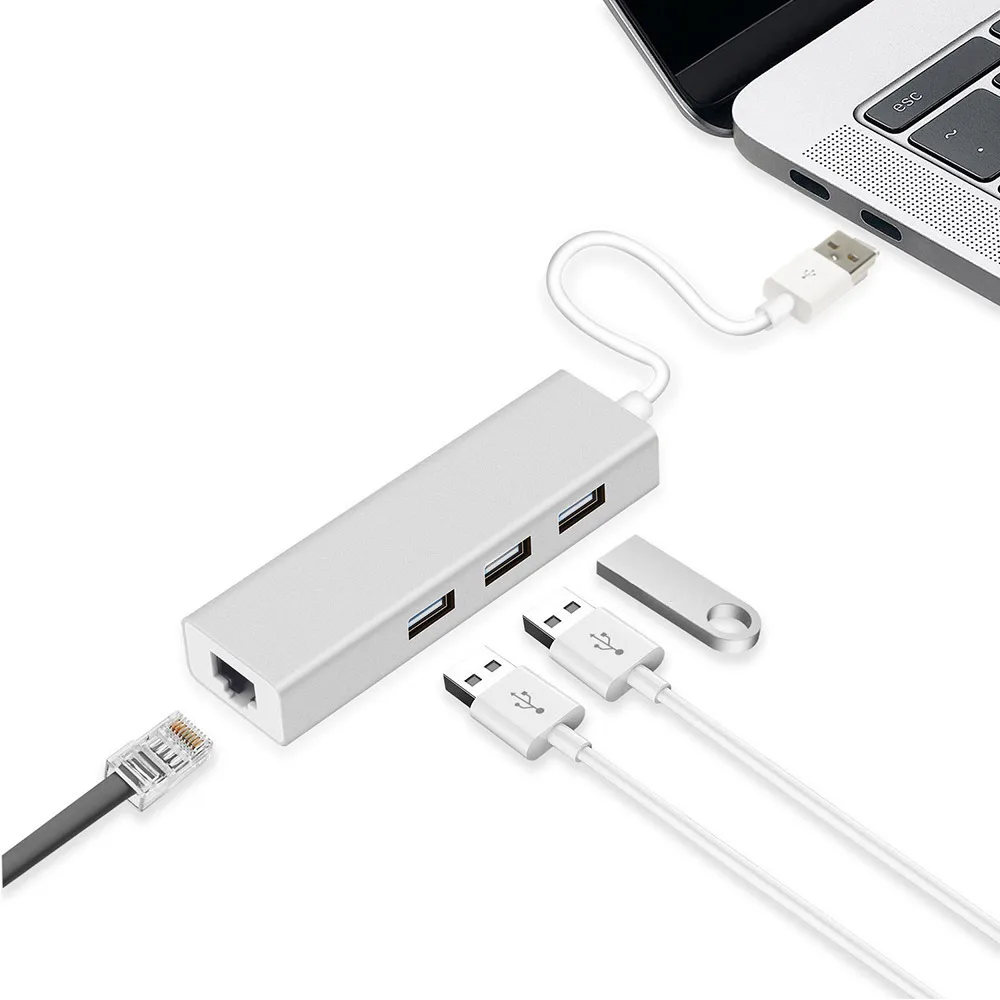 Новая USB Сетевая карта с 3 портами адаптер к RJ45 Lan сетевая RTL8152 Ethernet для Mac IOS Android