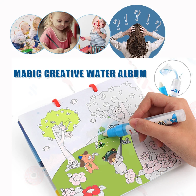 

Repeated Use Kids Toys Magic Water Drawing Book Coloring Book Doodle With Magic Pen Painting Drawing Board Coloring Book