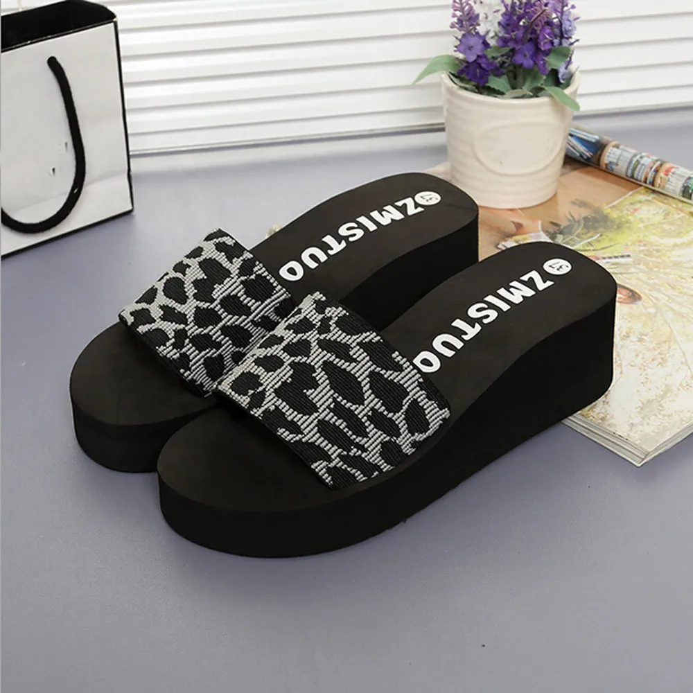 

New Summer Women Shoes Platform Bath Slippers Leopard Shoes Wedge Beach Slope Flops Slippers Shoes Summer Fashion Slippers 10