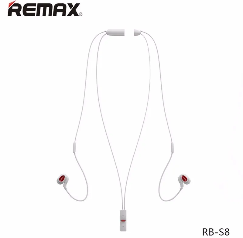 Remax S8 беспроводные Bluetooth наушники Спортивная гарнитура с микрофоном стерео для iPhone samsung Xiaomi huawei мобильный телефон - Цвет: White