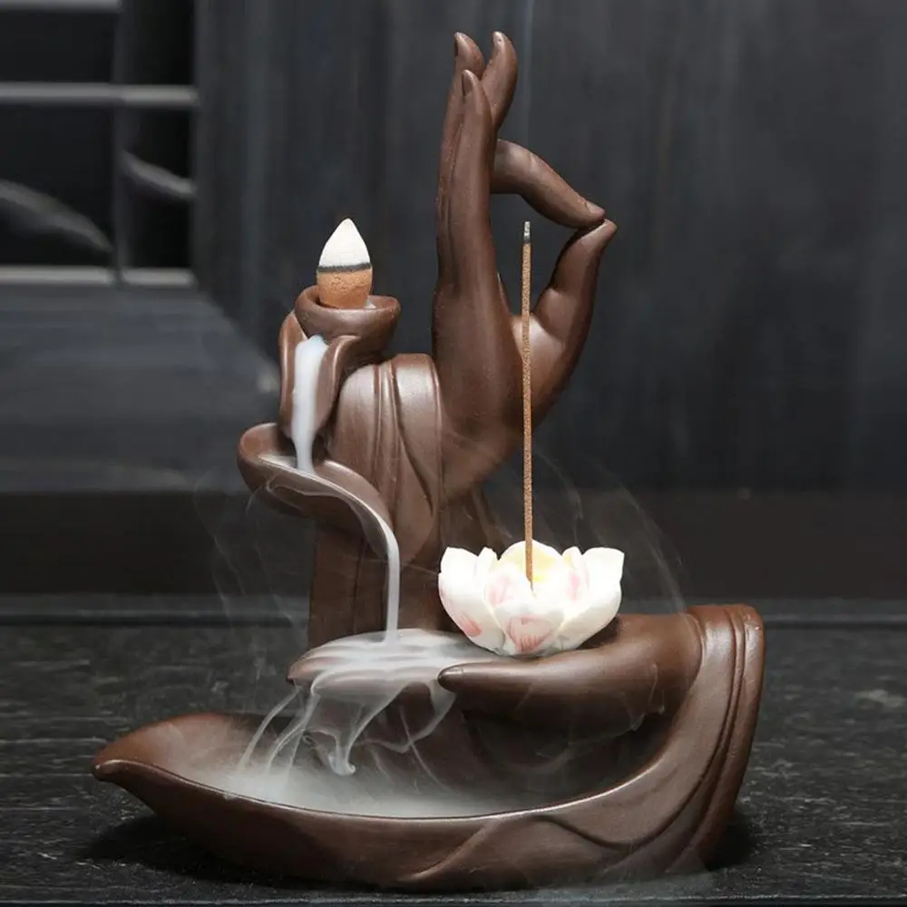 lotus Pieces конусы фиолетовая глина курильница в форме Будды ручная курильница для благовоний горелка лотоса благовония горелка - Цвет: lotus