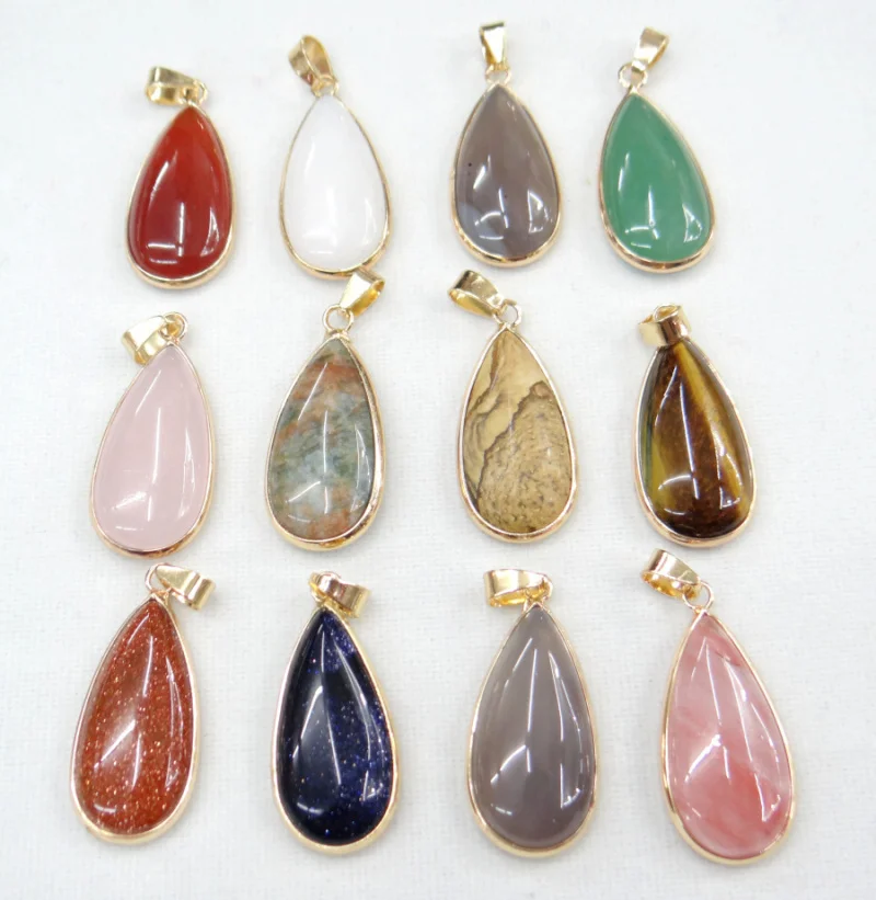 

Natural Stone Water drop shape Unakite Agates Pendants for DIY Jewelry Making Necklace Size 35*15mm wholesale Free shipping